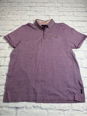 Ted Baker London Men's Purple Polo Shirt - Classic Short Sleeve Uk Size 6.